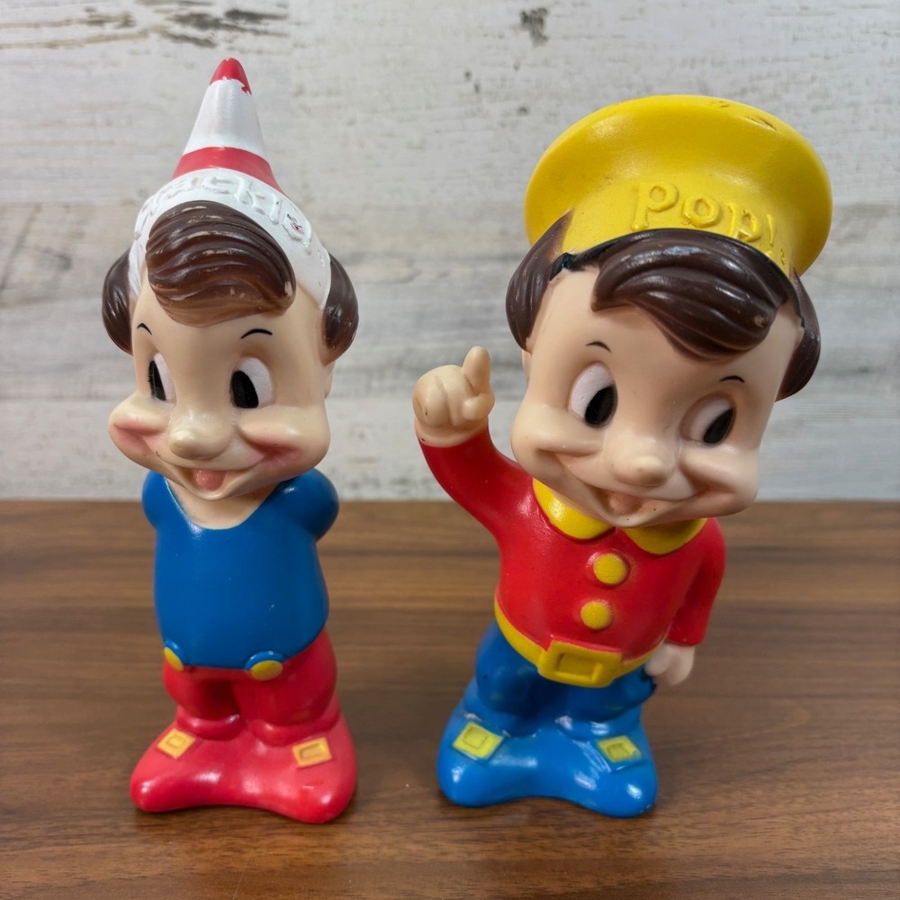 Kellogg's 1970 Snap, Crackle, & Pop Vinyl Figures - 8" Tall Pop and Crackle